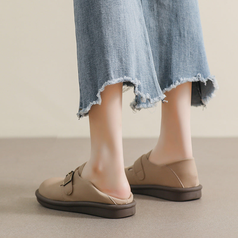 Women Minimalism Retro Soft Leather Casual Loafers-RAIIFY