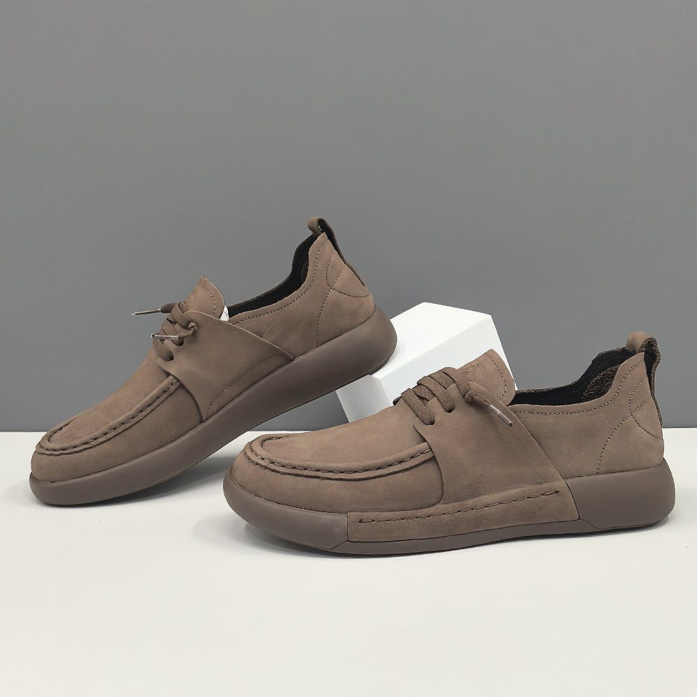 Men Retro Minimalism Solid Leather Soft Flat Casual Shoes-RAIIFY