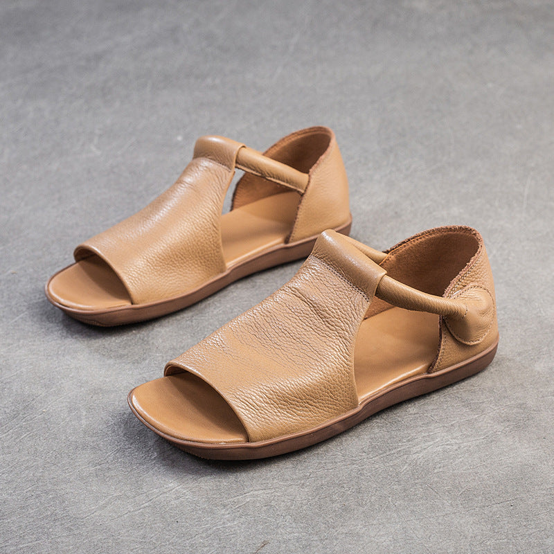 Women Minimalist Leather Flat Casual Sandals-RAIIFY