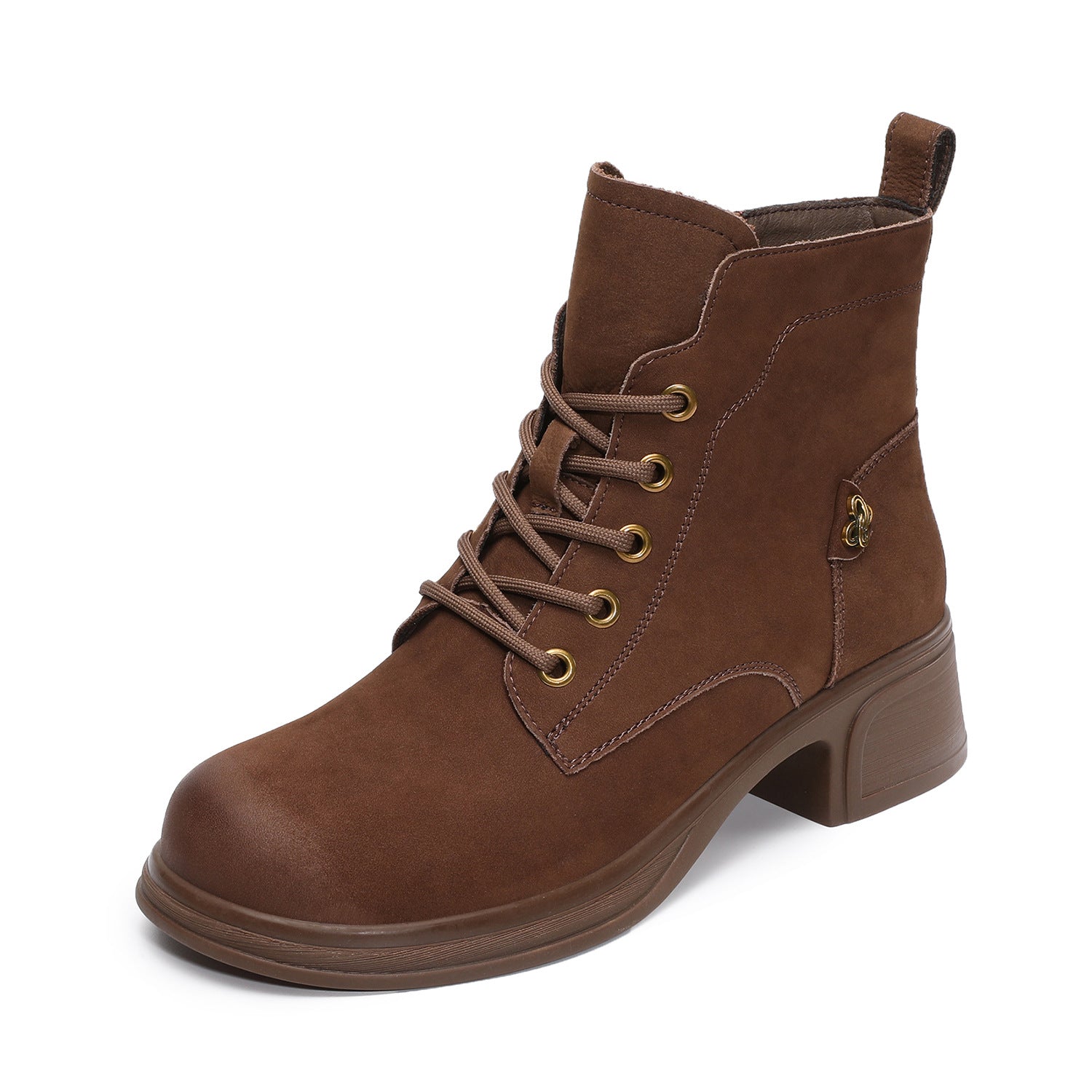 Women's Vintage Plain Leather Ankle Boots-RAIIFY