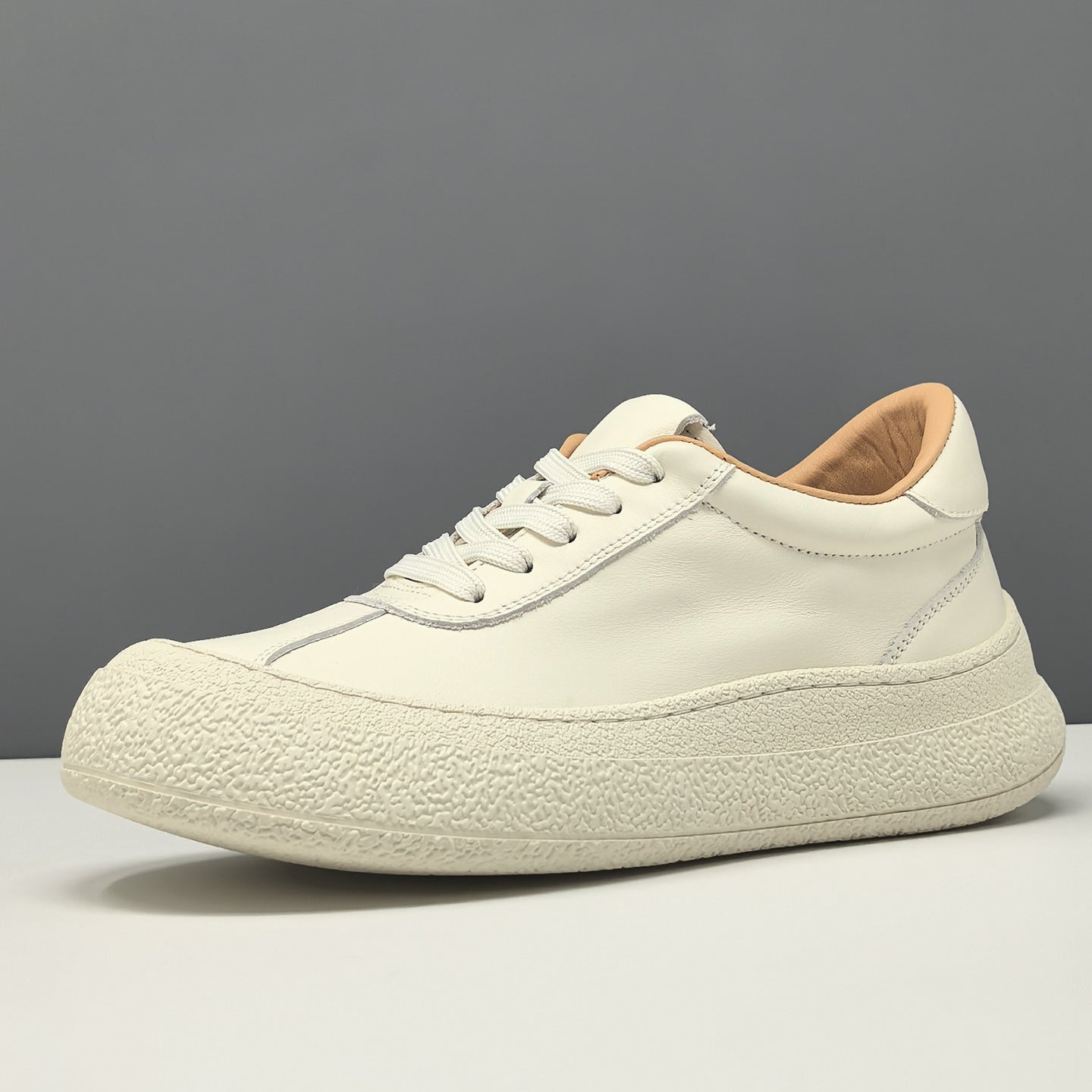 Men's Plain Leather Chunky Platform Casual Shoes-RAIIFY