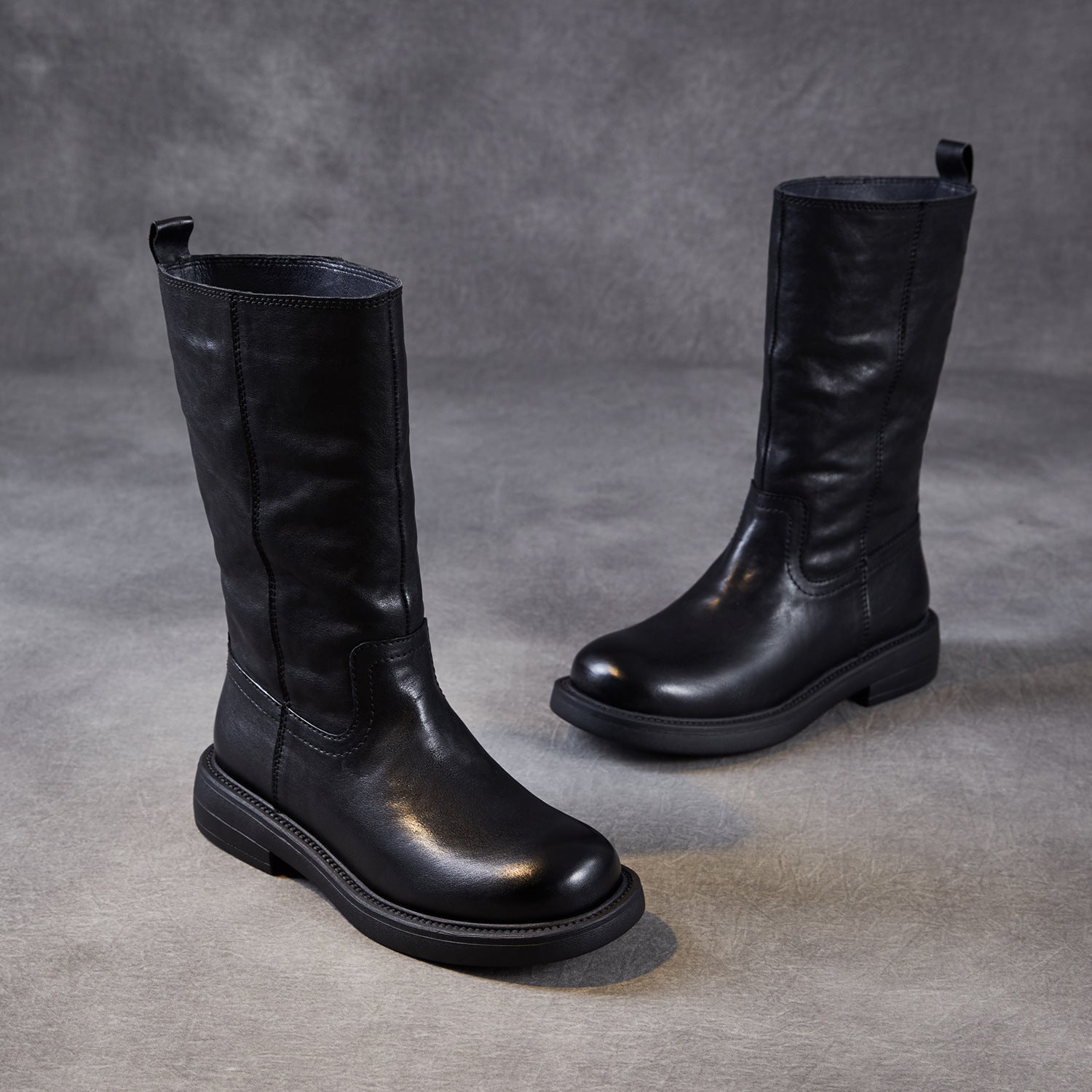 Women's Comfort Leather Warm Furred Mid-Calf Boots-RAIIFY