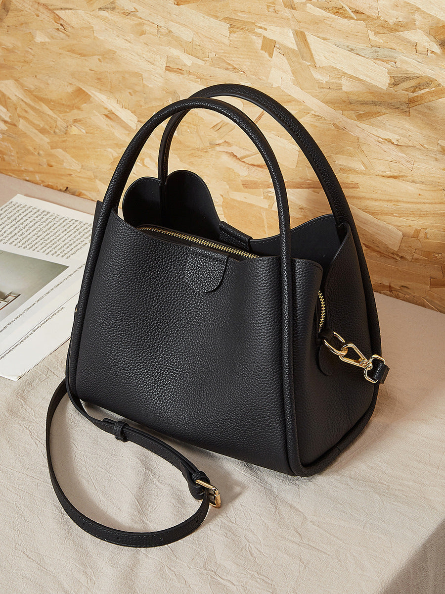 Women Fashion Plain Leather Casual Tote Bag-RAIIFY