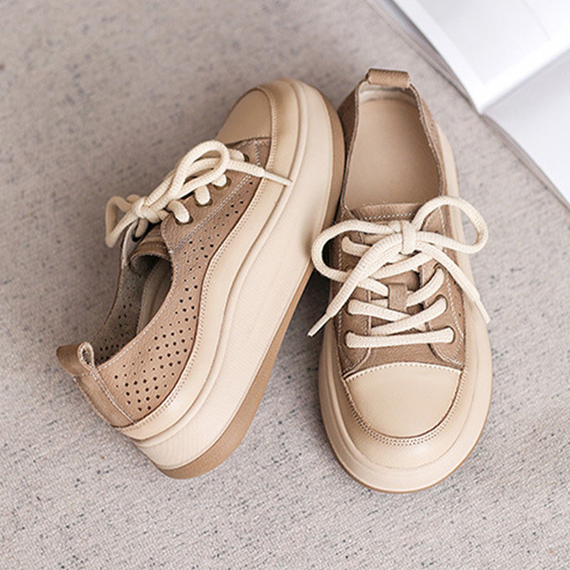 Women Breathable Soft Hollow Leather Casual Shoes-RAIIFY