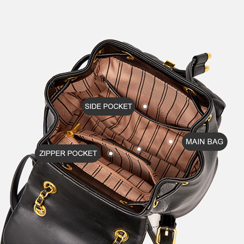 Women Elegant Fashion Qulited Leather Mini Backpack-RAIIFY