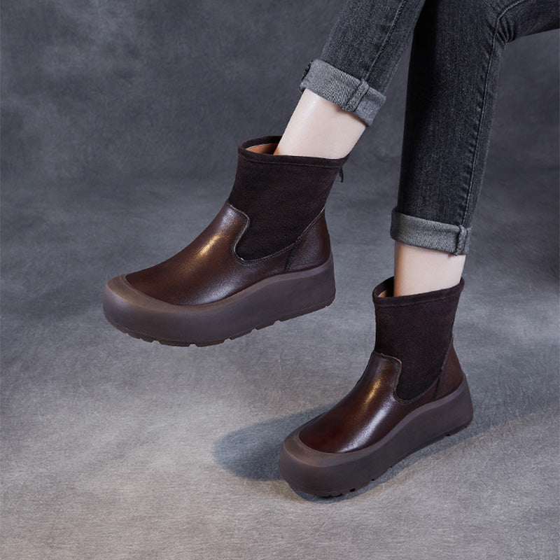 Women Handmade Vintage Leather Casual Ankle Boots-RAIIFY