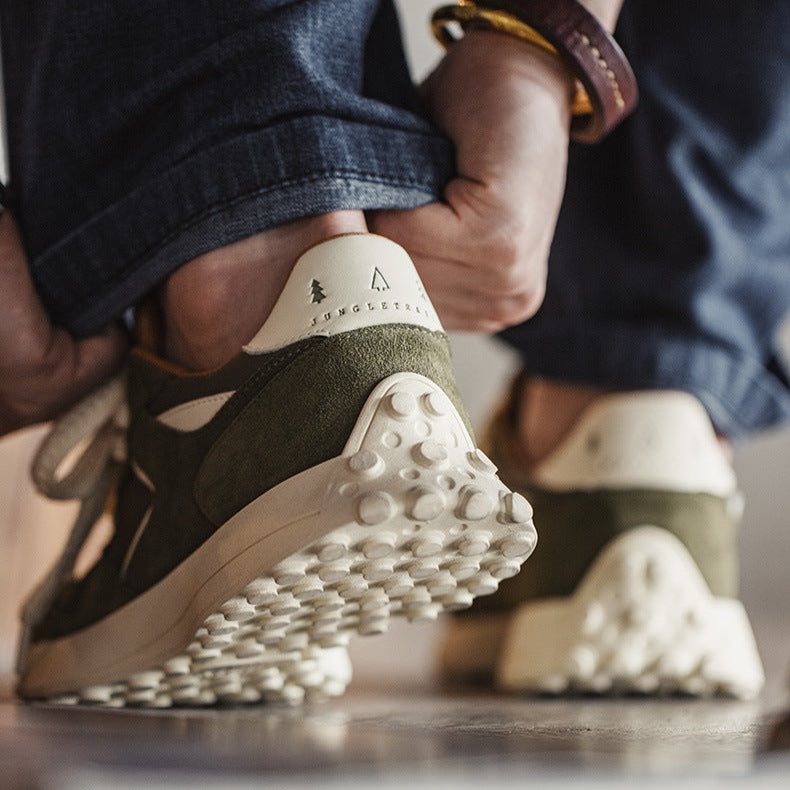 Men's Fashion Patchwork Leather Breathable Casual Sneakers-RAIIFY