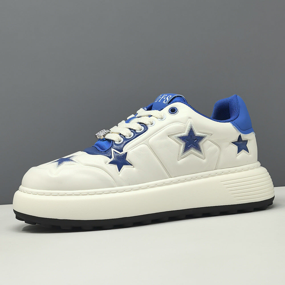 Men's Stylish Embossed Leather Flat Court Sneakers-RAIIFY