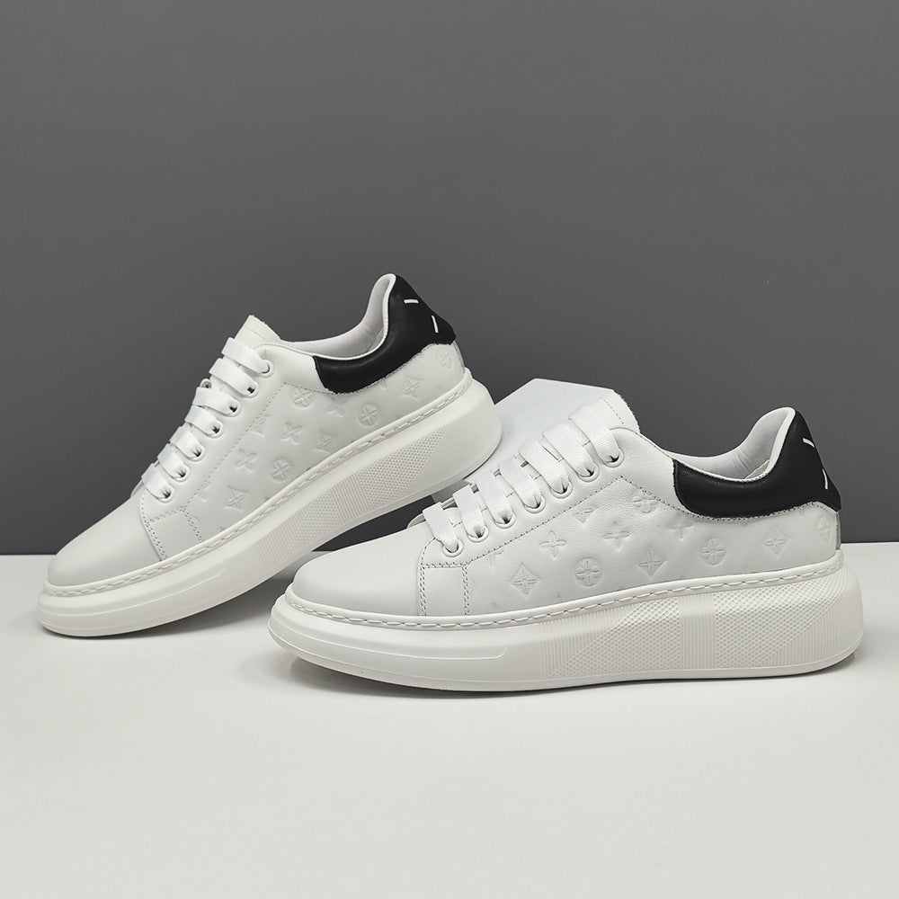 Men Fashion Embossed Leather Casual Court Sneakers-RAIIFY