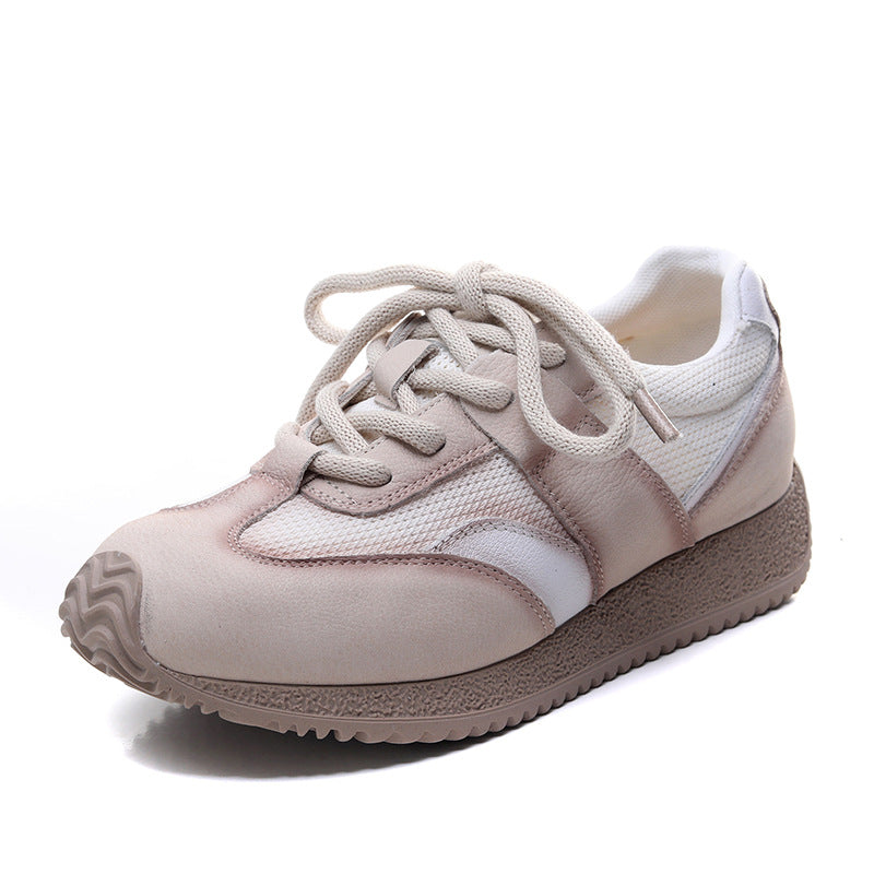 Women's Fashion Patchwork Leather Mesh Casual Sneakers-RAIIFY