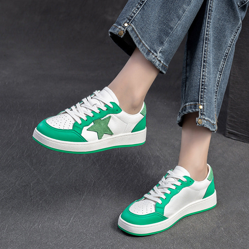 Women Fashion Leather Breathable Casual Skate Sneakers-RAIIFY