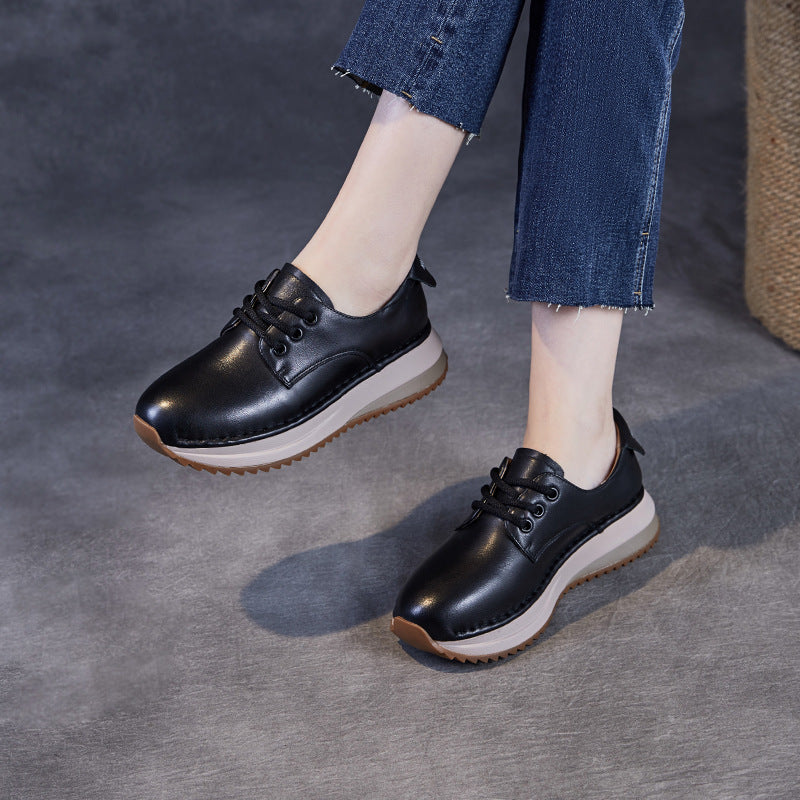 Women Minimalism Leather Fashion Soft Casual Shoes-RAIIFY