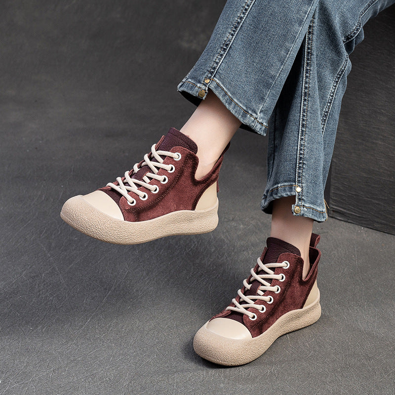 Women Fashion Leather High Top Casual Shoes-RAIIFY