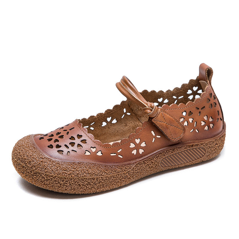 Women Retro Summer Hollow Leather Casual Shoes-RAIIFY