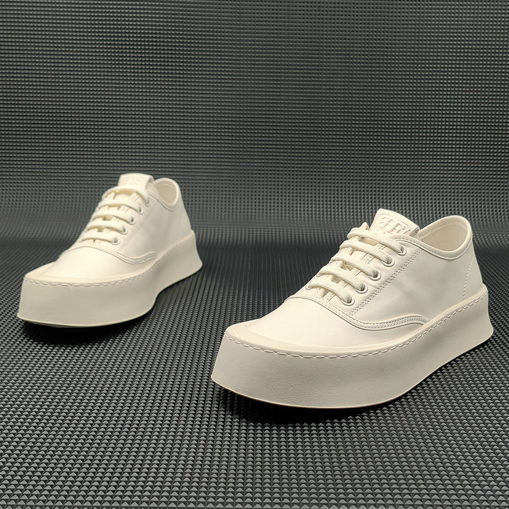 Men Minimalist Solid Leather Thick Soled Casual Shoes-RAIIFY
