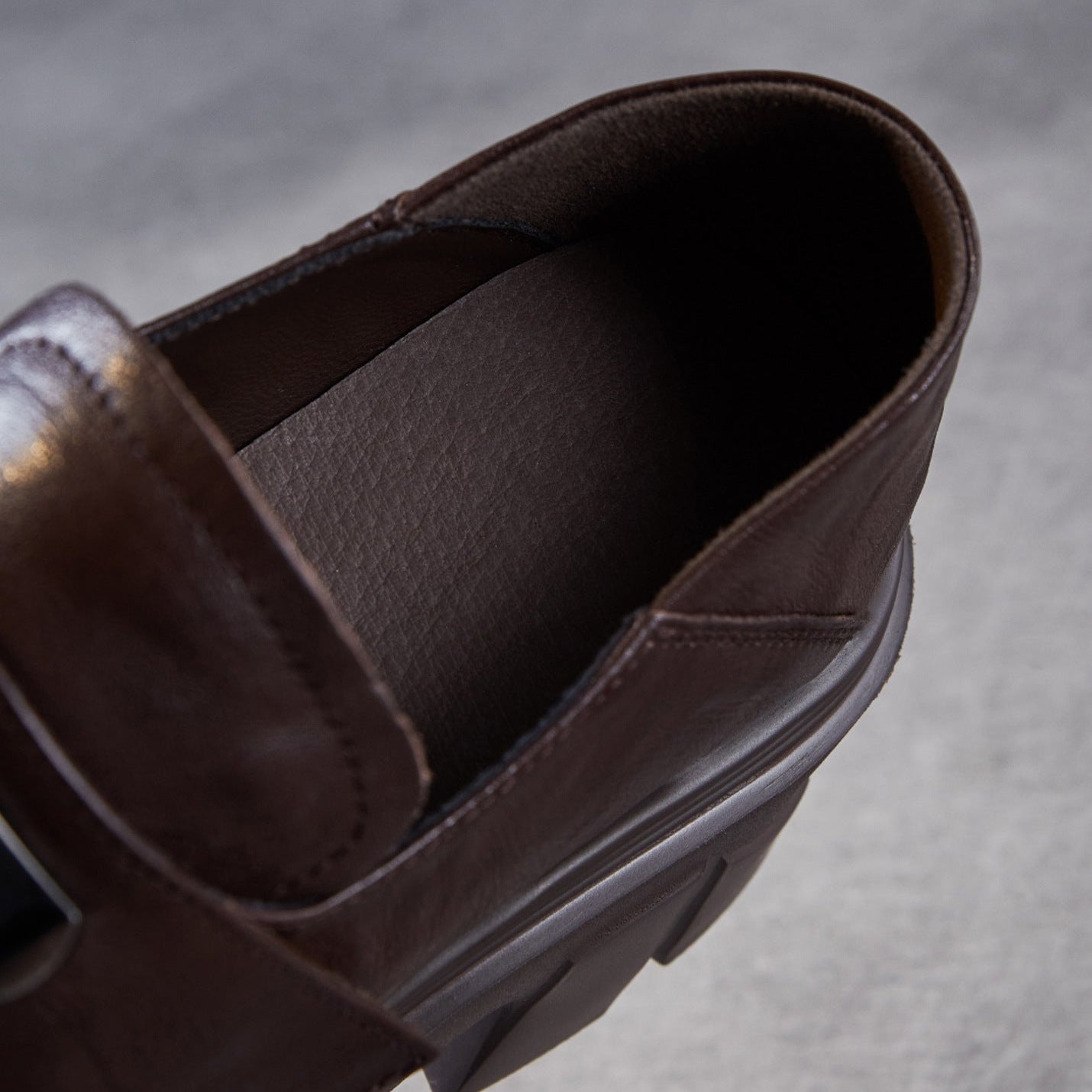 Women's Vintage Leather Metal Buckle Platform Loafers-RAIIFY