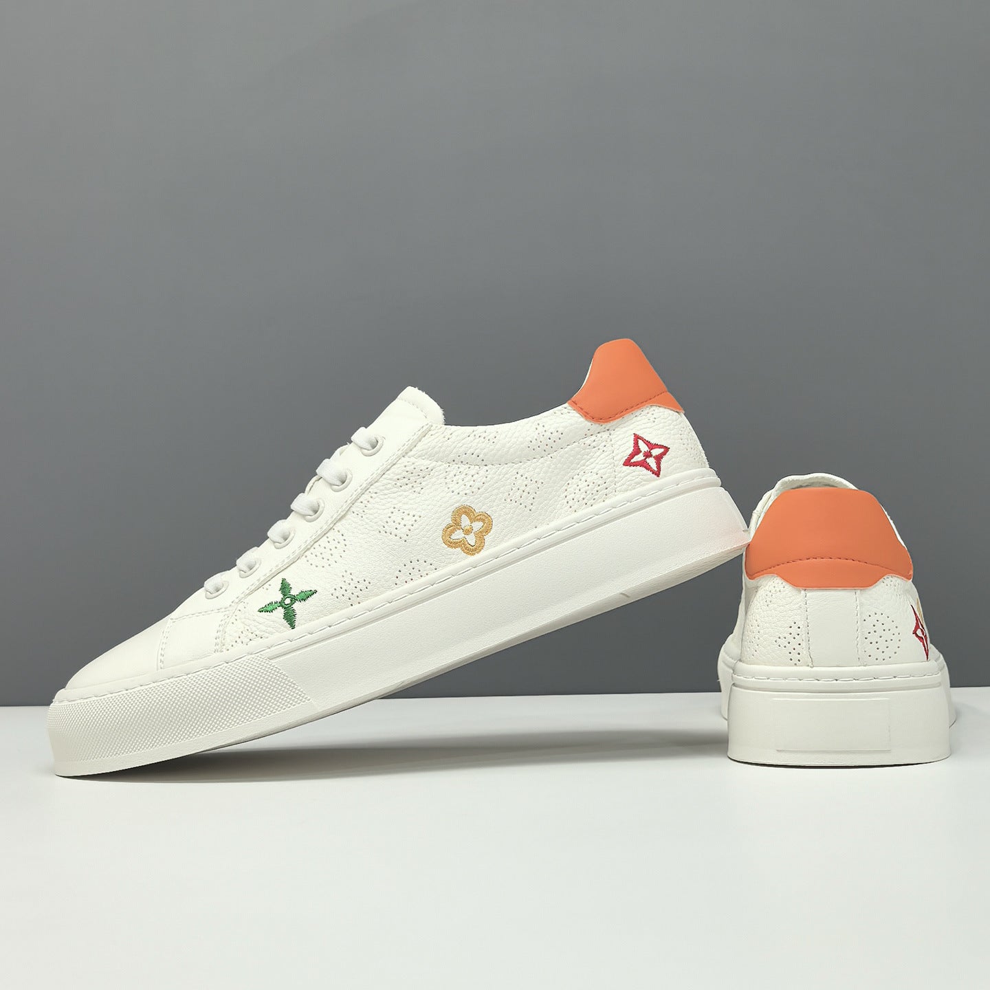 Men's Fashion Embroidery Leather Flat Casual Shoes-RAIIFY