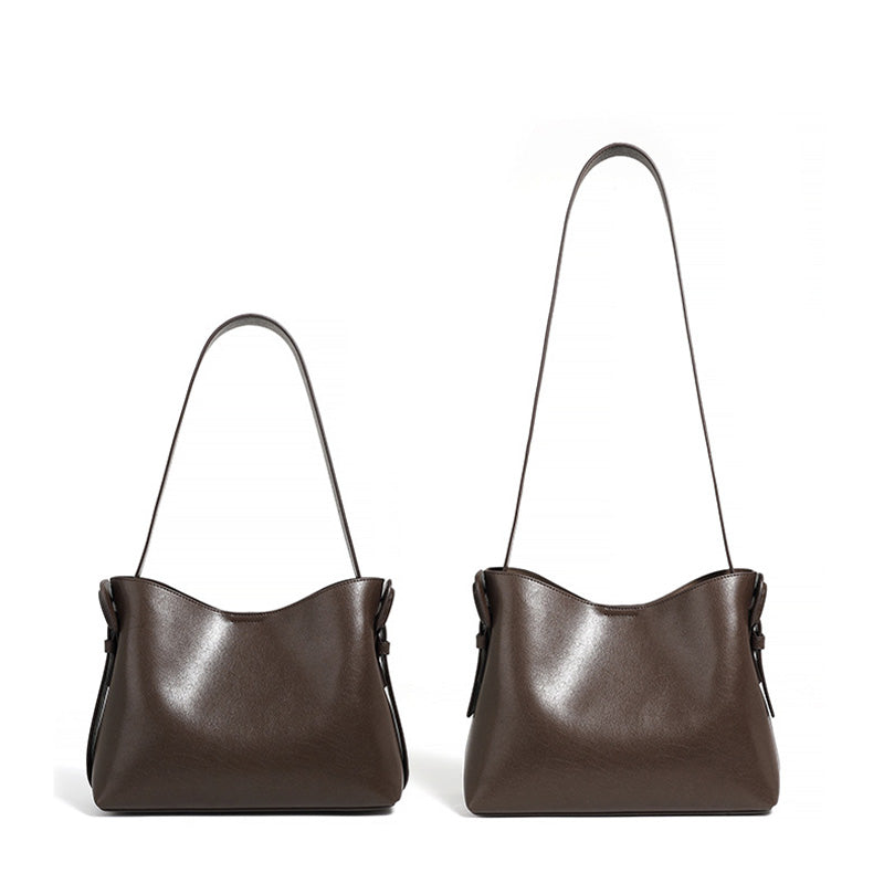 Women Solid Soft Leather Minimalism Shoulder Tote Bag-RAIIFY