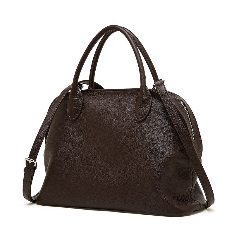 Women's Retro Plain Leather Satchel Bag-RAIIFY