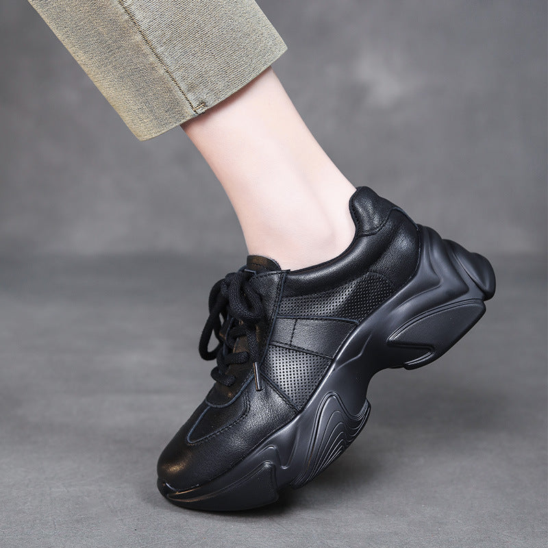 Women Minimalism Leather Casual Platform Dad Shoes-RAIIFY