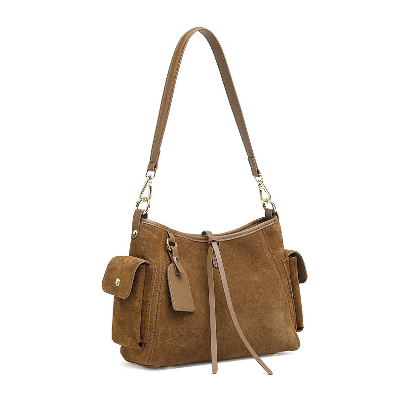Women’s Suede Leather Retro Shoulder Bag-RAIIFY