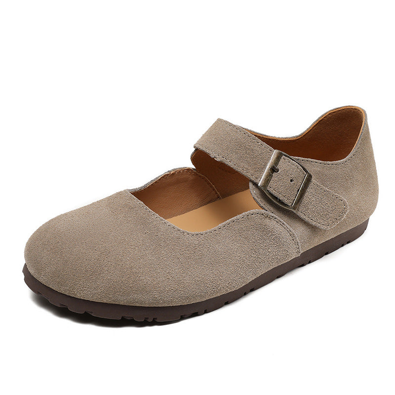 Women Retro Suede Flat Minimalism Casual Shoes-RAIIFY