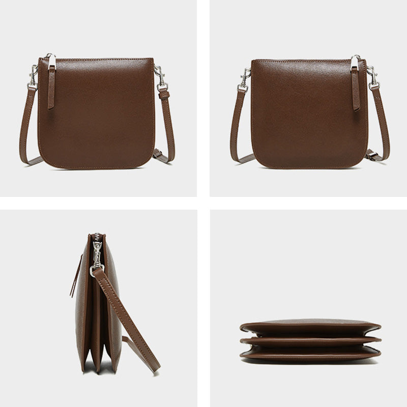 Women Minimalism Retro Solid Leather Cross Body Bag-RAIIFY