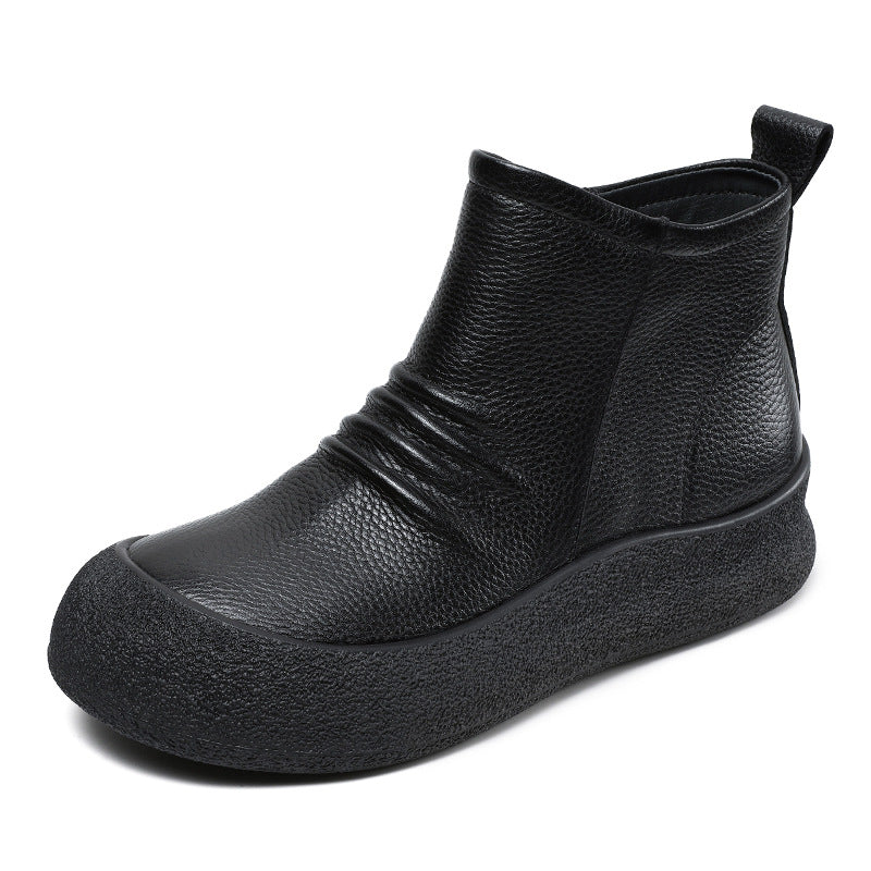 Women Retro Soft Leather Casual Ankle Boots-RAIIFY