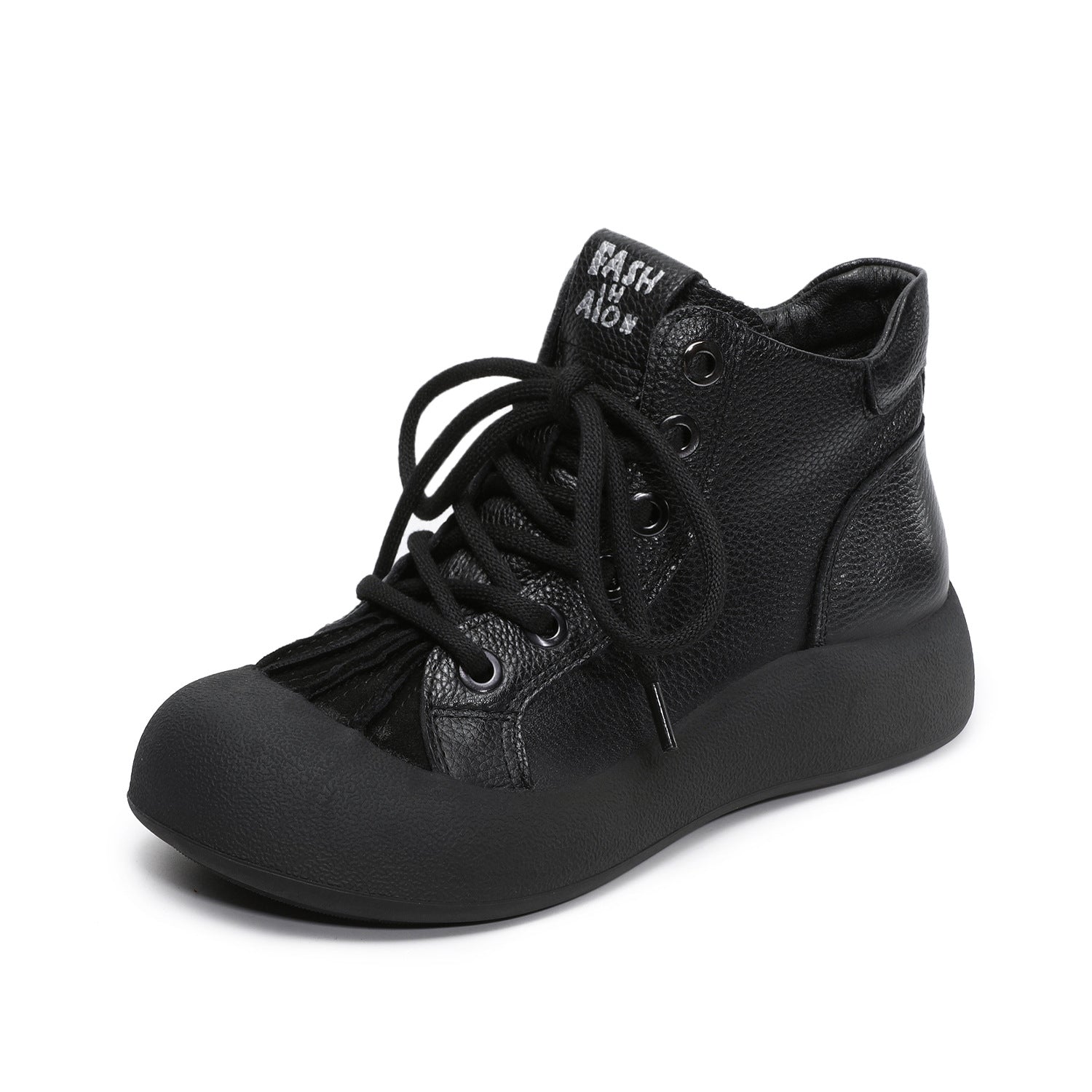 Women's Plain Leather Comfort Casual Flat Ankle Boots-RAIIFY