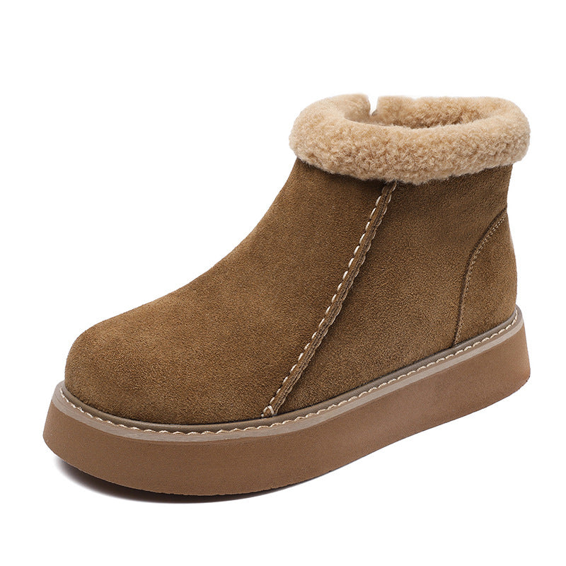 Women Vintage Suede Winter Fleece Ankle Boots-RAIIFY