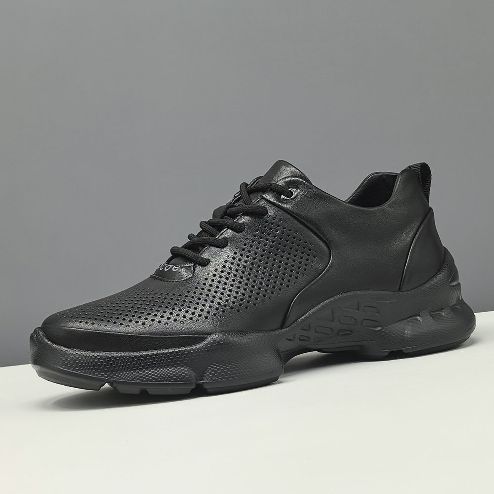 Men's Minimalism Plain Breathable Leather Casual Shoes-RAIIFY