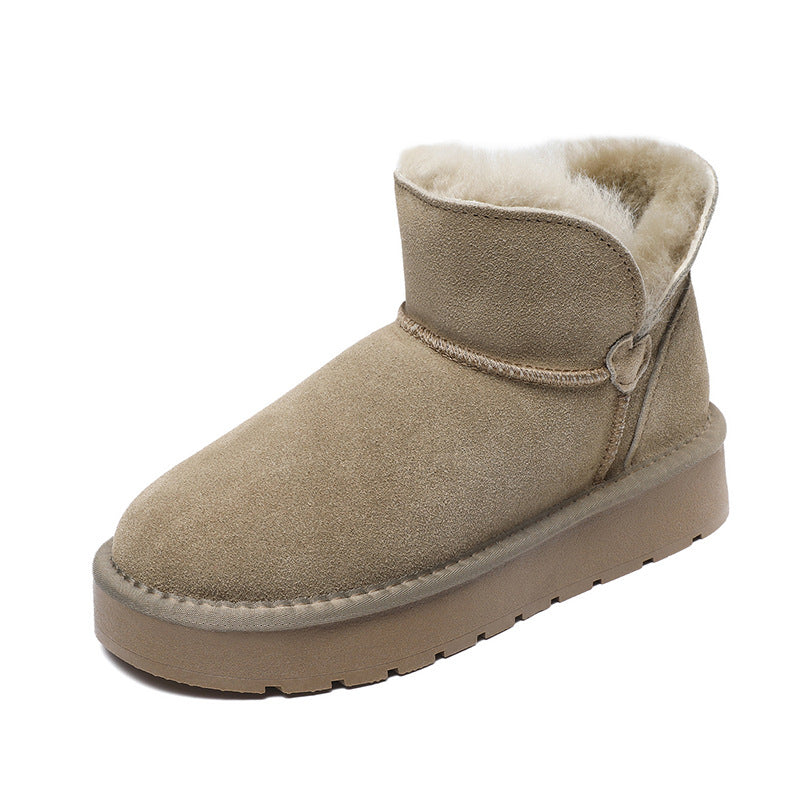 Women Retro Suede Furred Ankle Snow Boots-RAIIFY