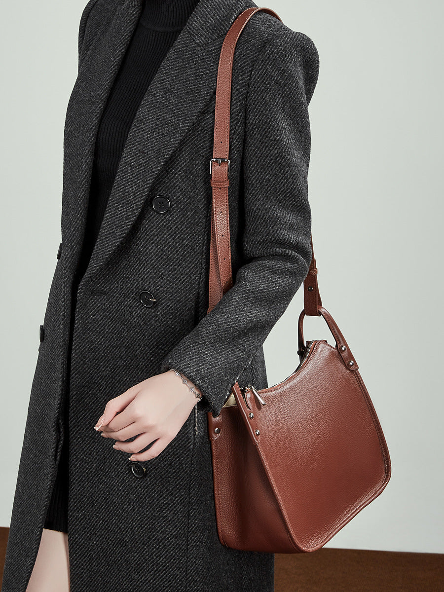 Women's Top-Grain Leather Hobo Tote Crossbody Bag-RAIIFY