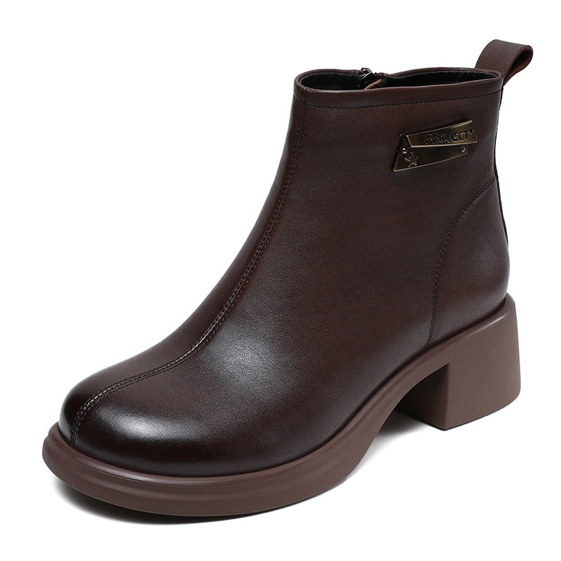 Women Soft Leather Casual Ankle Boots-RAIIFY