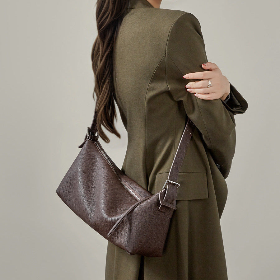 Women's Top-Grain Leather Hobo Shoulder Crossbody Tote Bag-RAIIFY