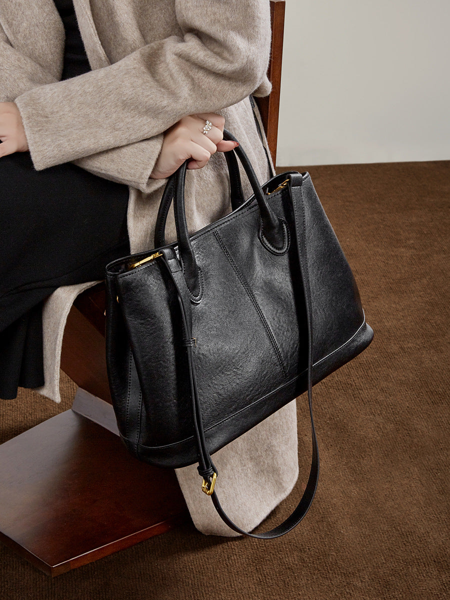 Women's Top-Grain Leather Large Capacity Tote Bag-RAIIFY