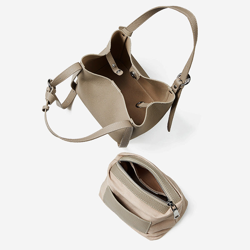 Women’s Stylish Leather Convertible Bucket Bag-RAIIFY