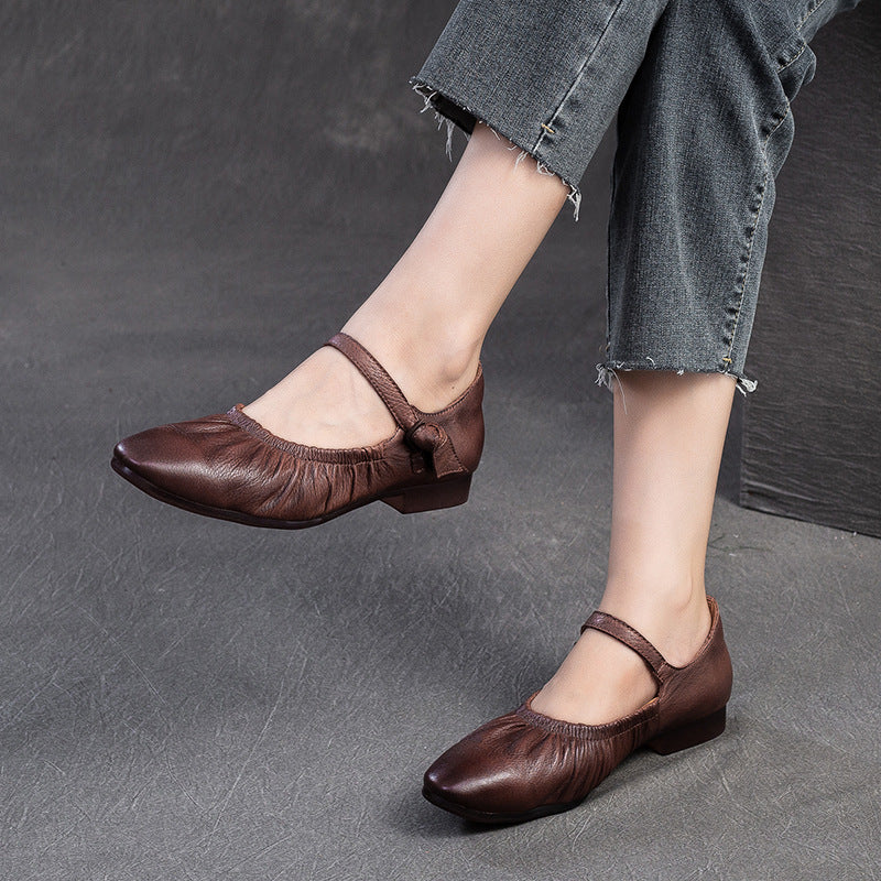 Women Retro Leather Soft Casual Shoes-RAIIFY