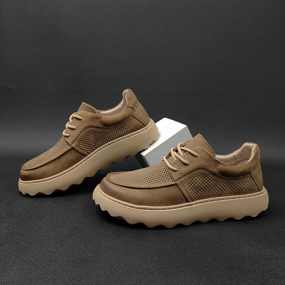 Men Minimalist Hollow Leather Breathable Casual Shoes-RAIIFY