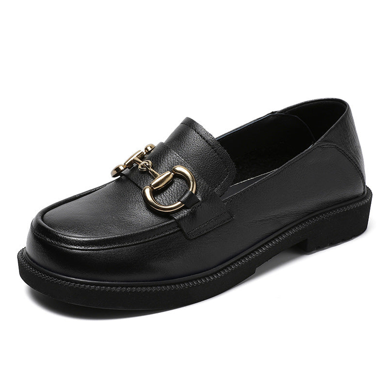 Women Minimalist Retro Leather Soft Flat Loafers-RAIIFY