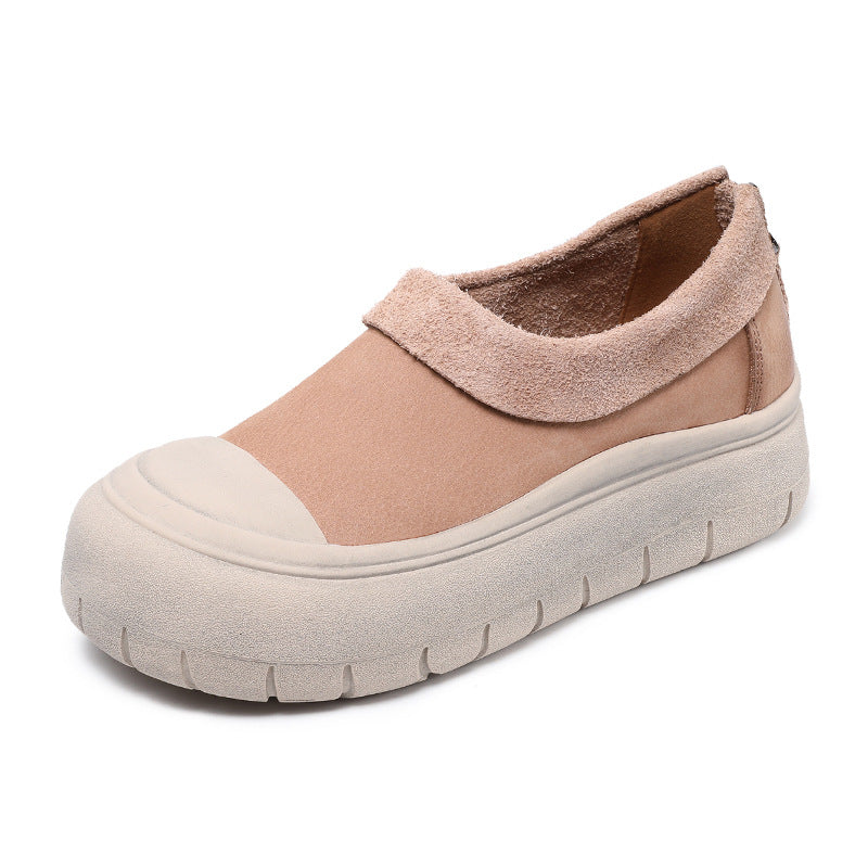 Women Solid Soft Leather Minimalism Casual Shoes-RAIIFY