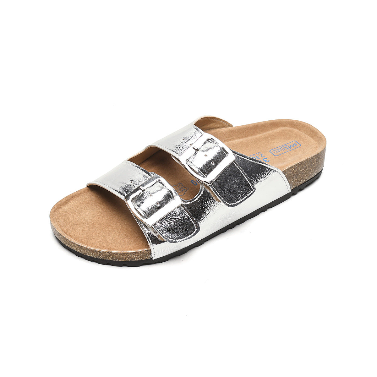 Women Soft Leather Summer Buckle Slides Sandals-RAIIFY