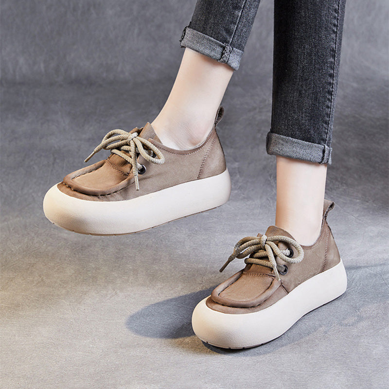 Women Minimalist Leather Flat Casual Shoes-RAIIFY