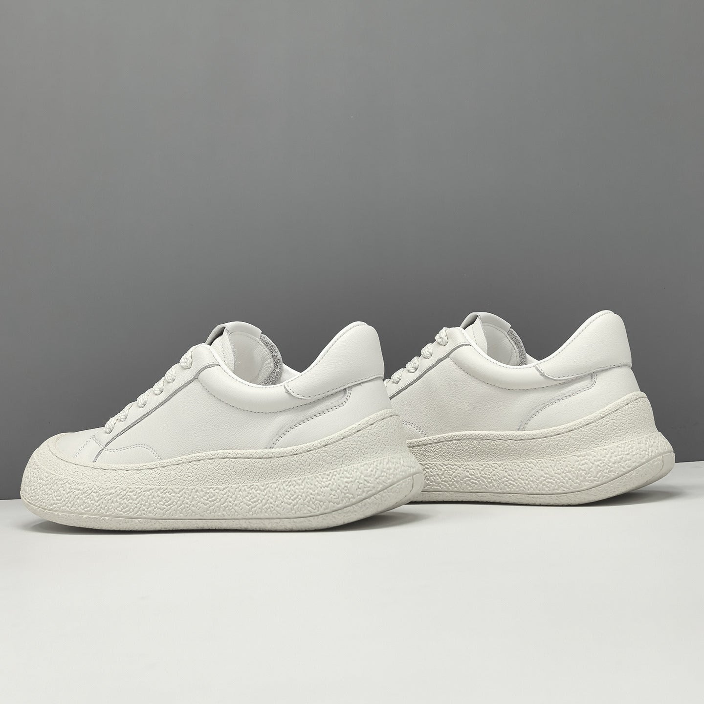 Men's Minimalist Plain Leather Low Top Casual Shoes-RAIIFY