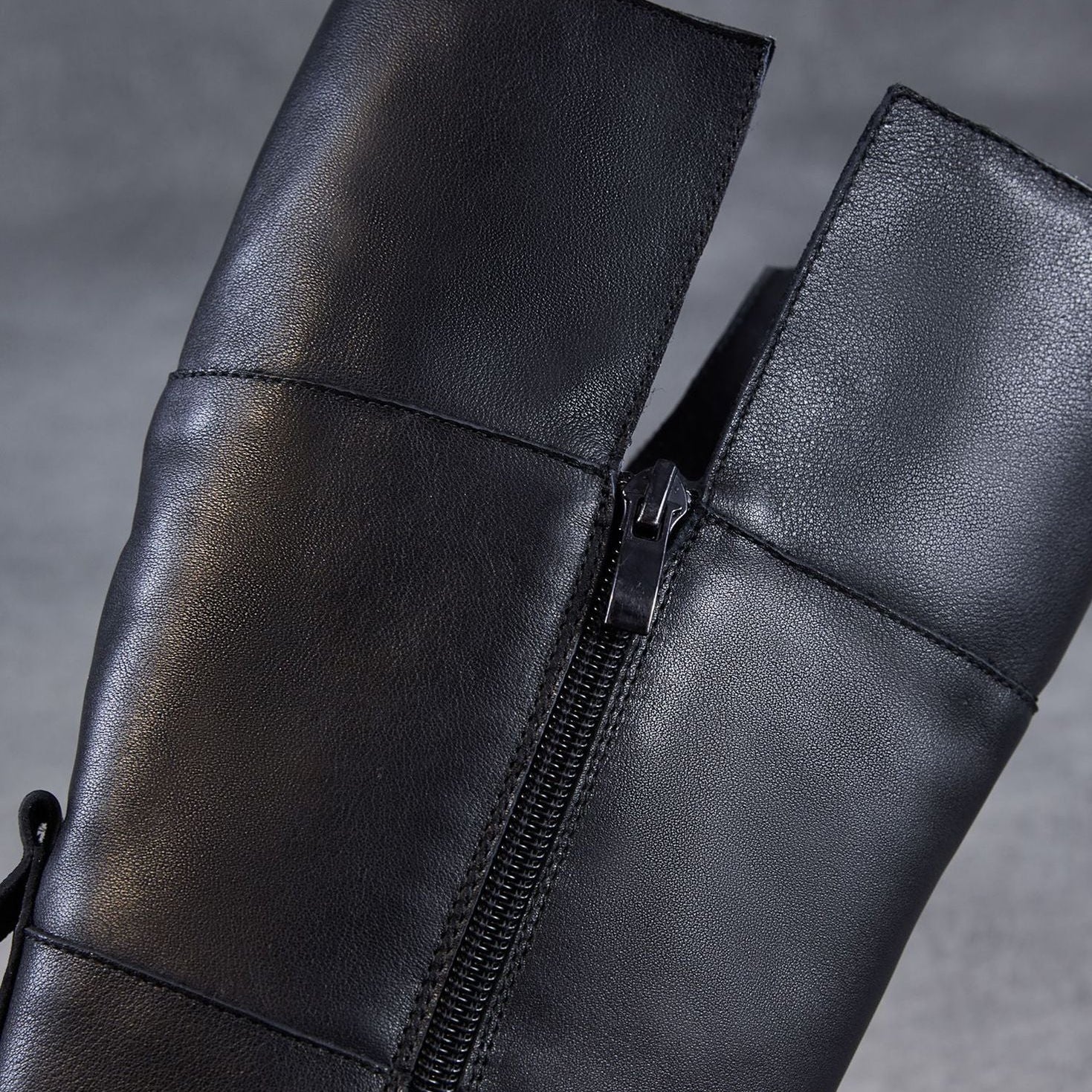 Women's Winter Furred Leather Platform Riding Boots-RAIIFY