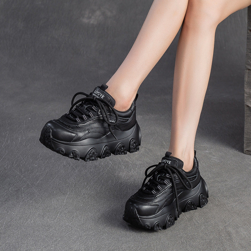 Women's Fashion Quilted Leather Platform Sneakers-RAIIFY