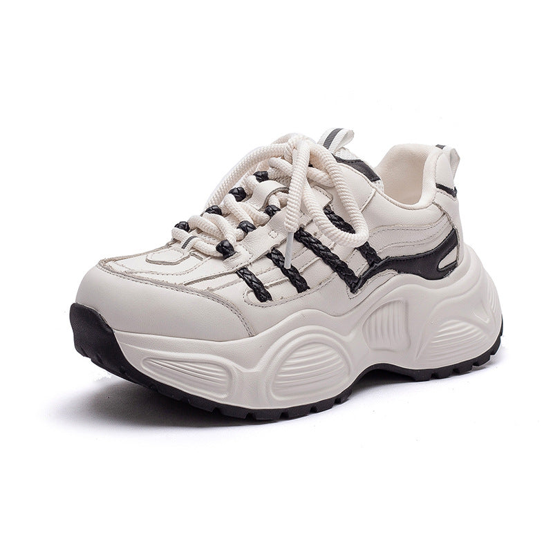 Women's Fashion Quilted Leather Chunky Platform Sneakers-RAIIFY