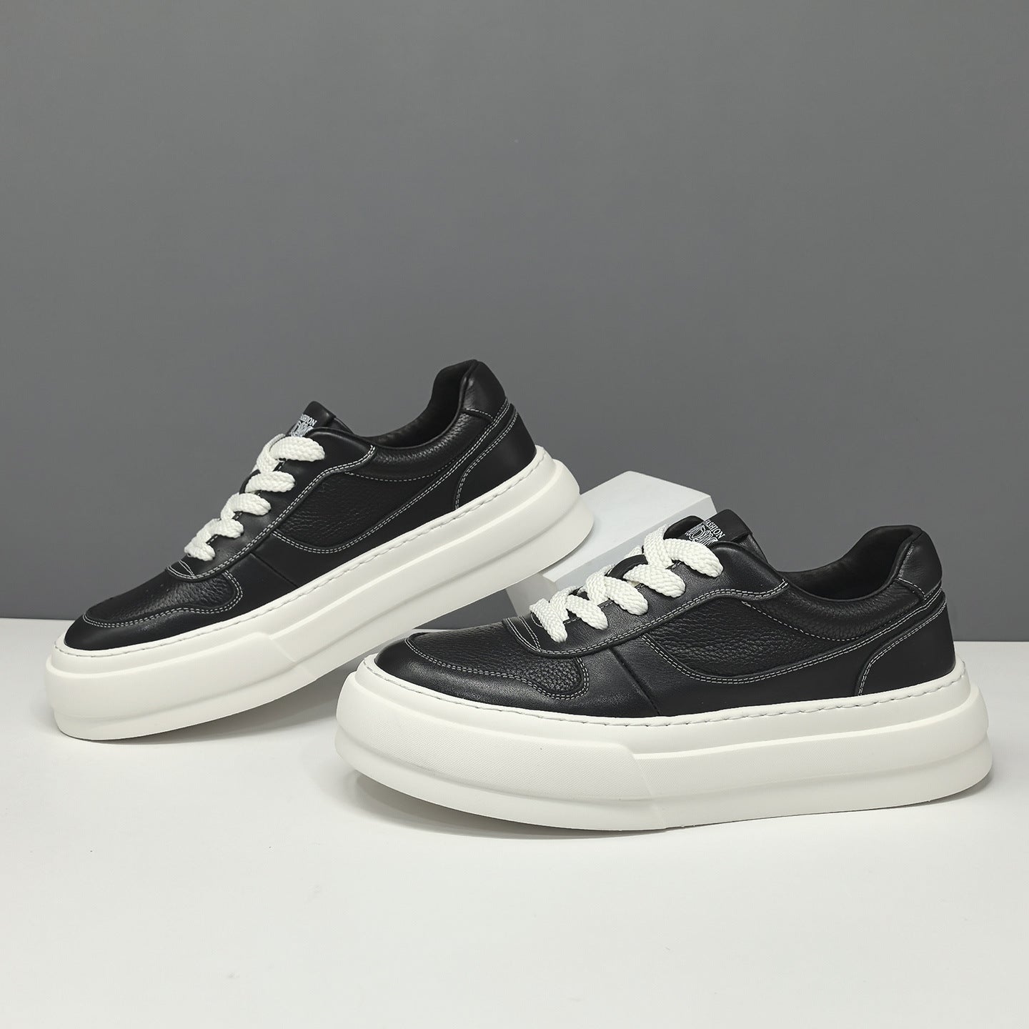 Men's Minimalist Fashion Plain Leather Casual Skate Shoes-RAIIFY