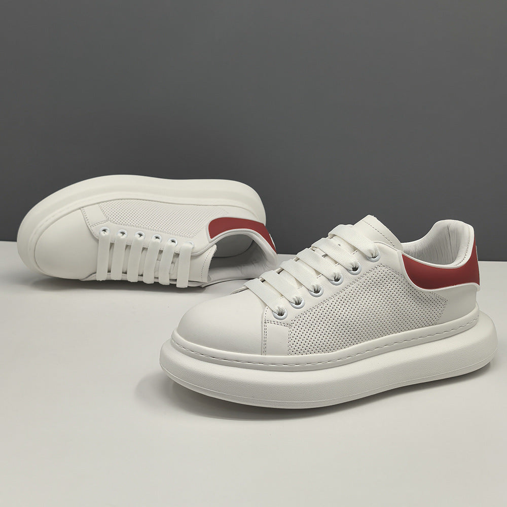Men Fashion Hollow Breathable Leather Casual Court Sneakers-RAIIFY