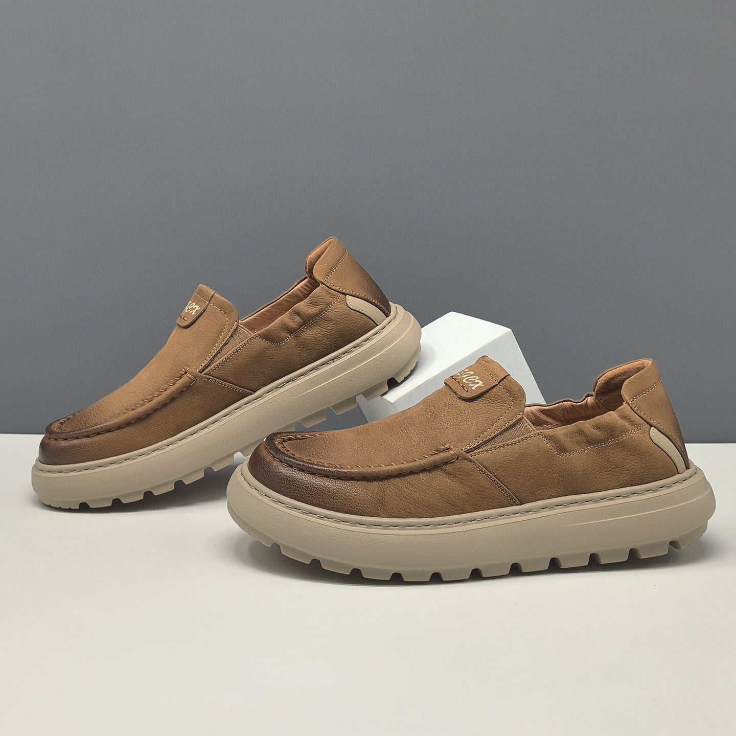 Men's Vintage Plain leather Casual Loafers-RAIIFY